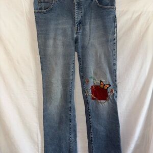GAP Boot Cut Distressed, Patched and Embroidered Jeans